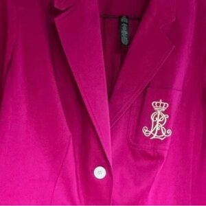 Ralph Lauren Pink Blazer with Logo Embroidery